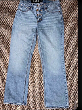 J.Crew Mid-Rise Flare Crop Jean Blue Waist 27